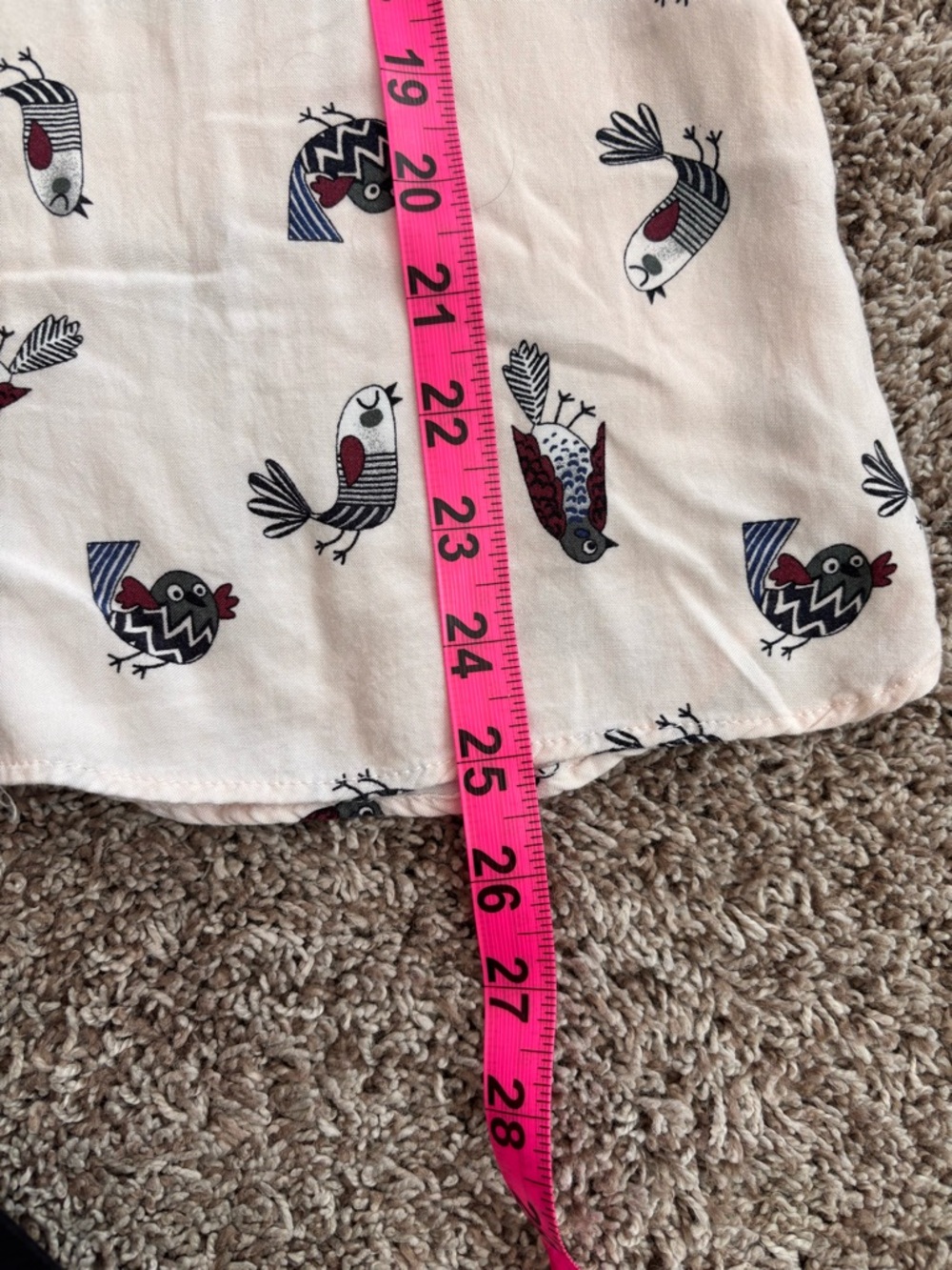 Bird Print Button-Down Shirt in Cream and Navy Size Medium - Picture 6 of 6